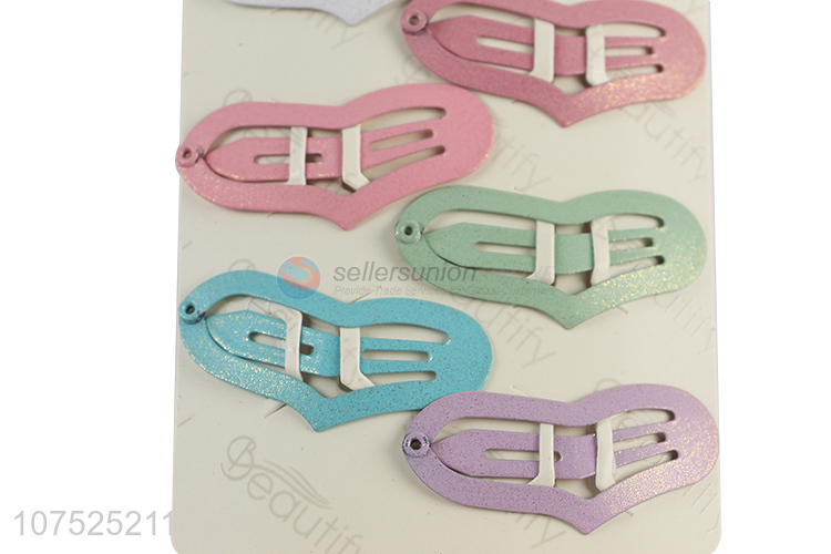 Most popular heart shape iron hairpins hair clips for girls