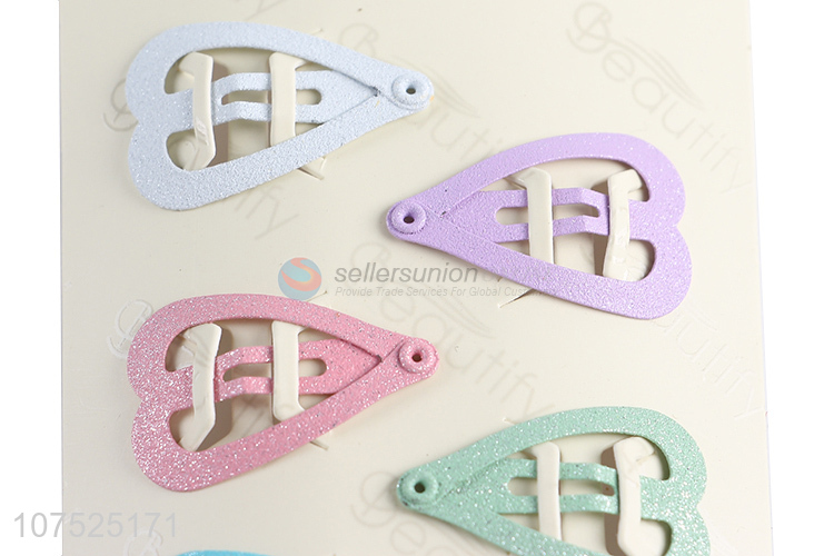 Latest design heart shape iron hairpins metal hair clips for children