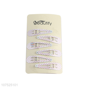 Wholesale polka dot printed iron hair clips metal hairpin set