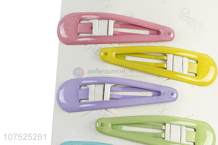Fashion design enamel glitter iron hairpins hair clips for girls