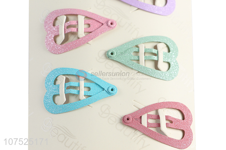 Latest design heart shape iron hairpins metal hair clips for children