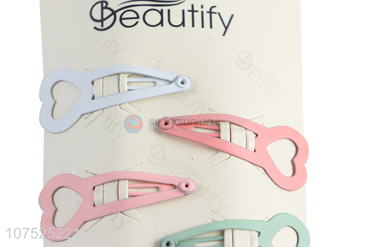 Factory price heart shape iron hairpins hair clips for children