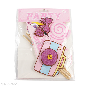 Cartoon Design Paper Photo Props With <em>Bamboo</em> <em>Stick</em>