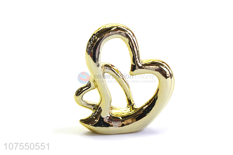 Good Factory Price Double Heart Design Decoration Ceramic Ornaments