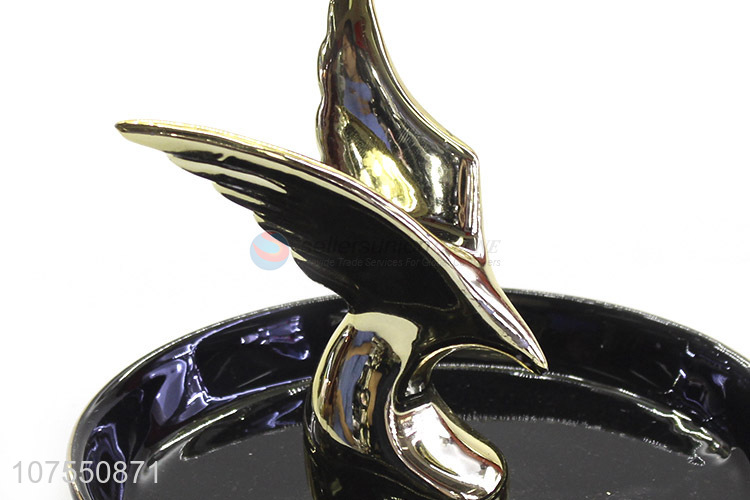 Cheap Price Luxury Jewelry Ring Holder Ceramic Plate With Wing Decoration