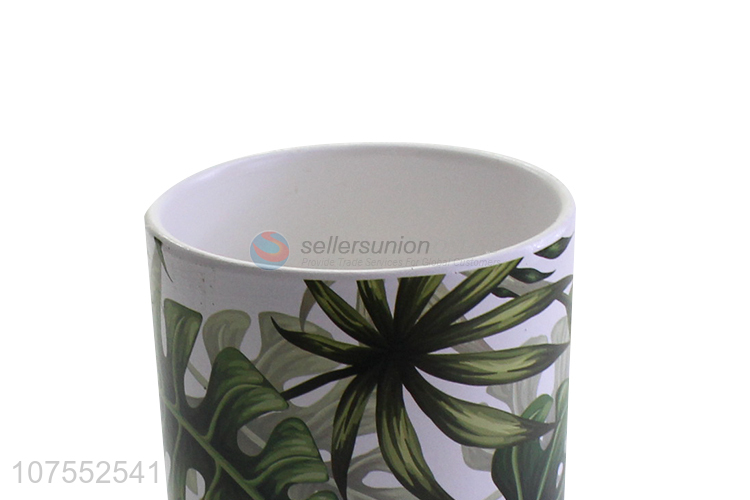 New Product Nordic Ceramic Flowerpot Cylinder Leaf Pattern Flowerpot