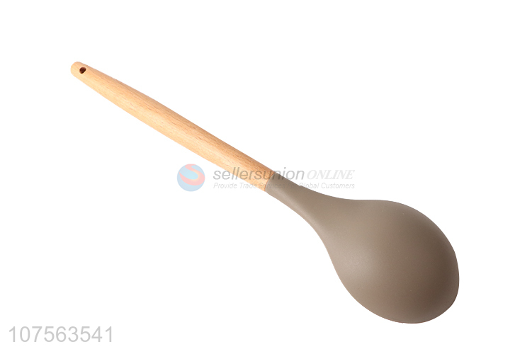 High quality wooden handle food grade silicone spoon for kitchen