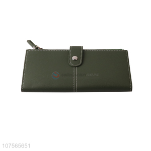 Wholesale <em>women</em> foldable stitching pu leather <em>purse</em> long wallet