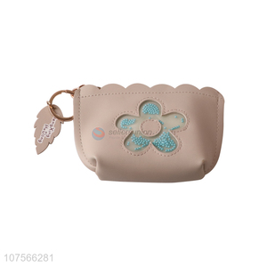 Good sale fashion flower design pu leather coin bag coin purse