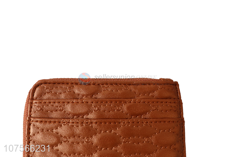 Factory direct sale stitching pu leather card holder with zipper