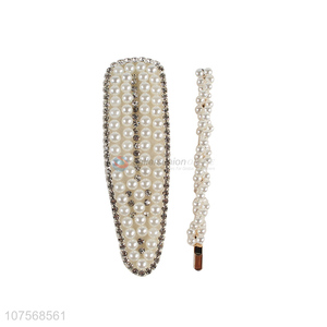 High quality fashion pearl hairpins bb clip bangs clip pearl hair accessories