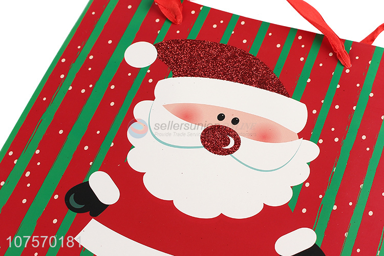 New arrival Santa Claus paper gift bag glitter souvenir bag