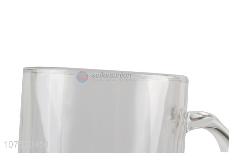 Premium quality 11oz transparent glass cup with handle