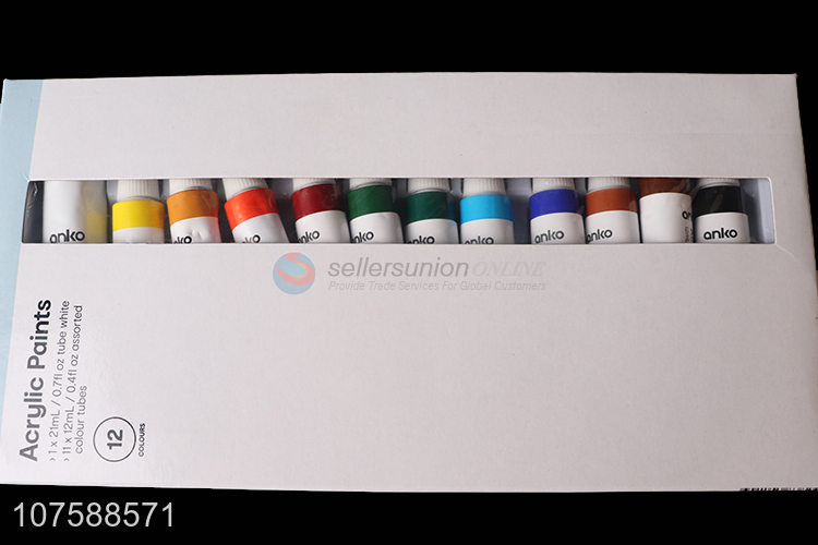 Premium Quality 12 Colors Acrylic Paint Set For Painting