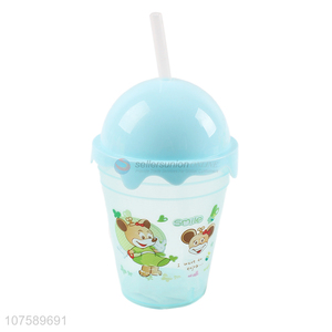 Fashion Colorful Water Cup Cute Juice Cup With Straw