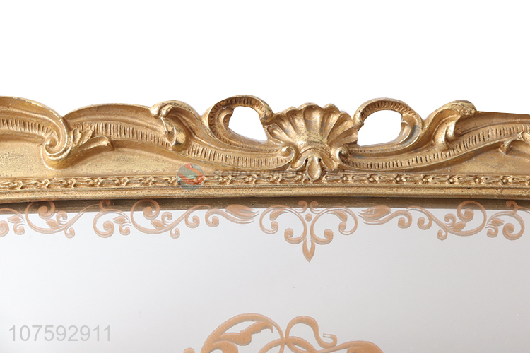 Wholesale Luxury Gold Serving Tray Resin Service Mirror Tray With Handles