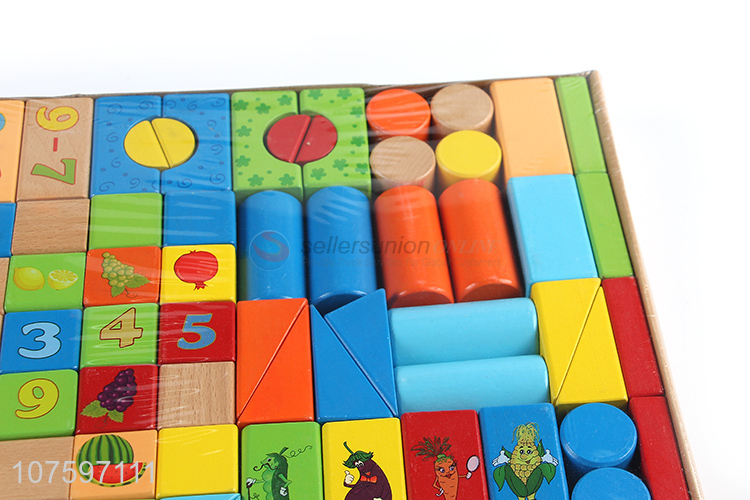 Factory direct sale kids educational toy 100pcs wooden blocks toy