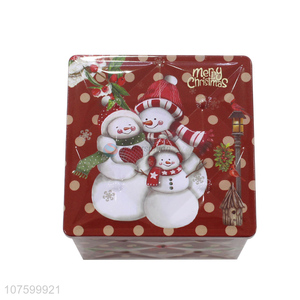 Hot Selling Square Christmas Tinplate Box Candy Storage Box