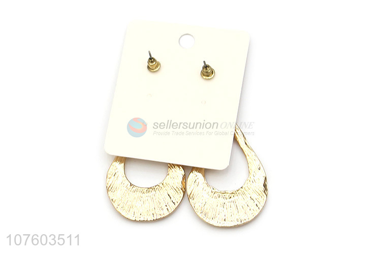 Latest arrival hollow waterdrop alloy ear studs with hammered texture