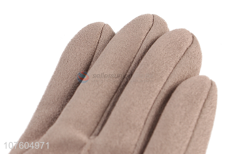 Wholesale women faux fur gloves thermal fleece gloves for cycling