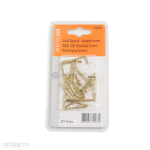 Custom Gold Special-Shaped Screw Copper Plated L Hook Screw