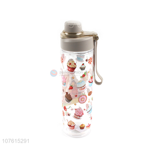 Promotional delicate printing plastic water bottle for women and girls