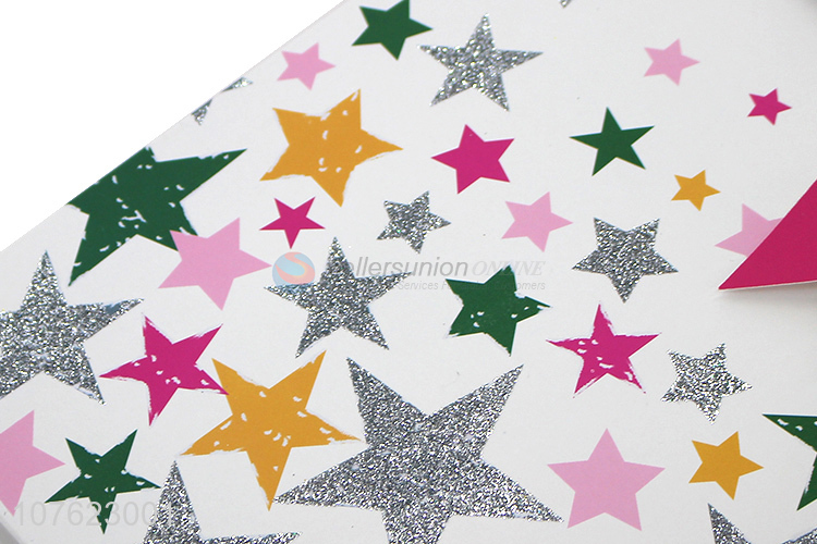 Hot Selling Colorful Stars Pattern Gold Powder Paper Gift Bag