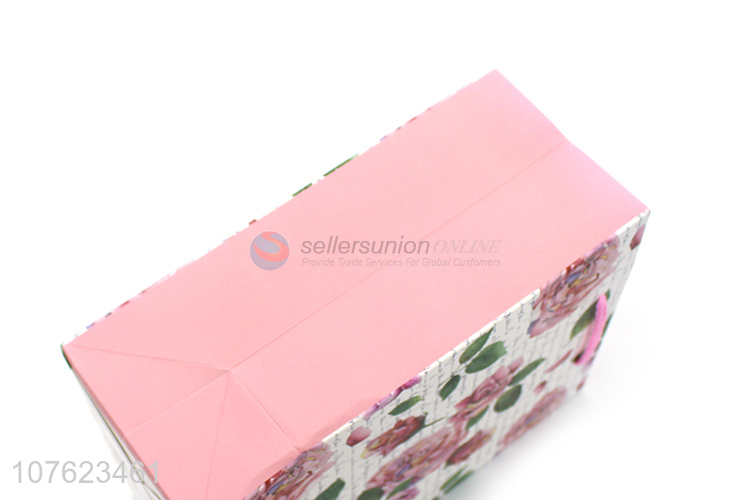 Custom Beautiful Flower Pattern Color Printing Paper Gift Bag