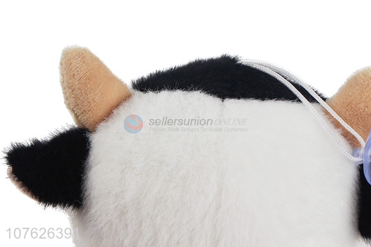 Fashion Home Decoration Cartoon Cow Plush Toy With Suction Cup