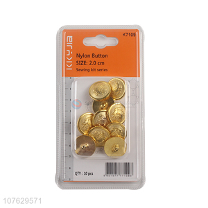 New products 20mm round gold nylon buttons garment accessories