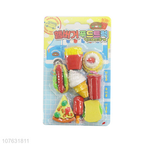 Popular Mini Western Fast Food Shape Eraser Kids Pencil Eraser