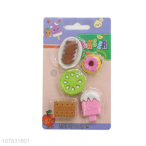 Promotional Simulation Biscuit TPR Eraser Gift Set For Kids