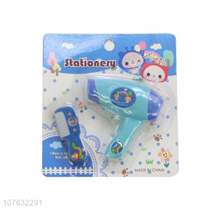 Cute Design Hair Drier And Comb Shape Eraser Set