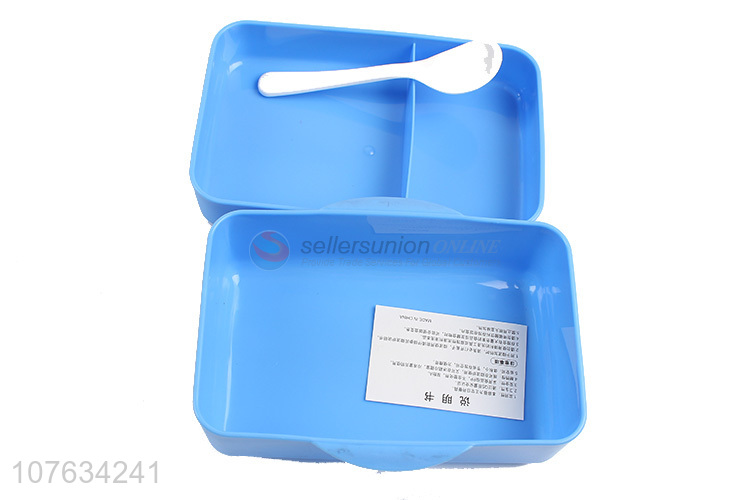 Hot selling reusable 2 tier plastic lunch box with spoon