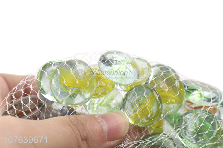 Unique style transparent flat glass beads with pattern