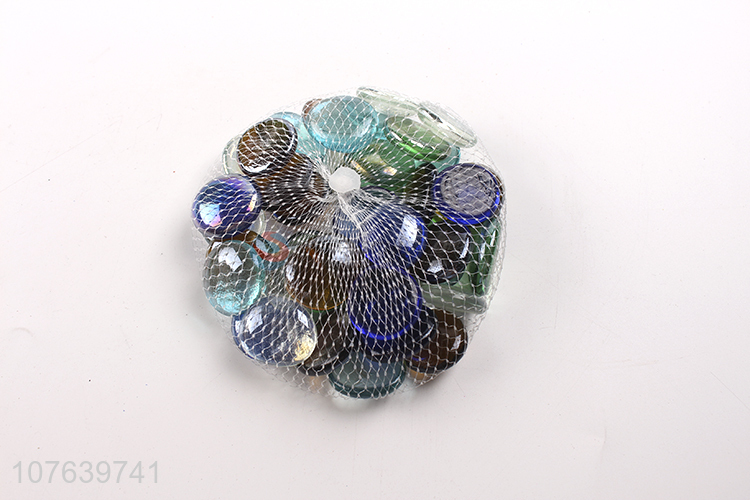 Button-like mixed color rain flower stone colored flat glass beads