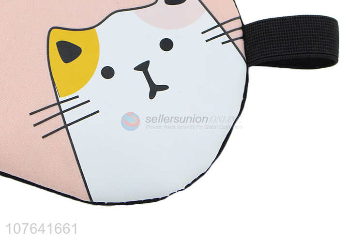 Hot sale cartoon cat reusable comfortable travel sleep eye mask