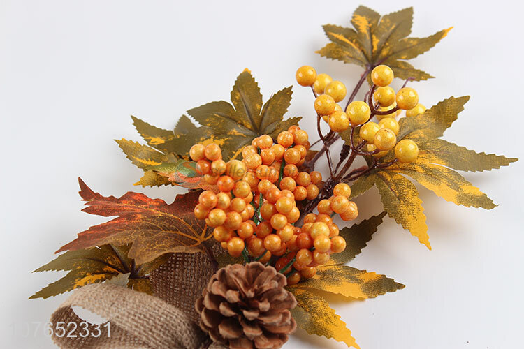Flower arrangement parts ornaments autumn hanging branches with vintage ribbons
 