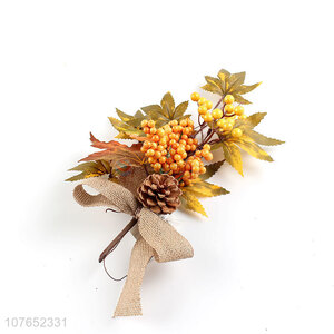 Flower arrangement parts ornaments autumn hanging branches with vintage ribbons 