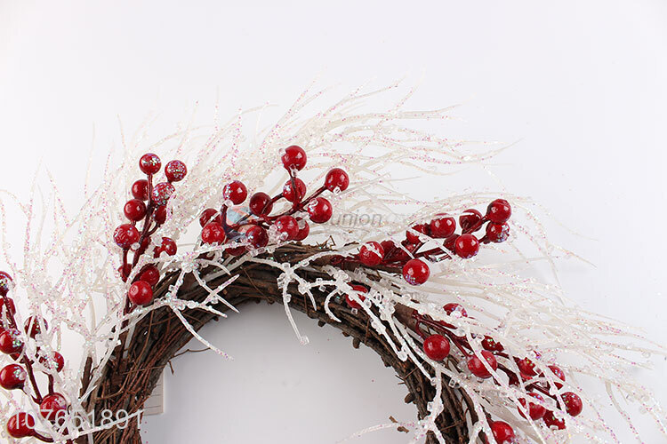 Design unique sparkling white branch red fruit wreath