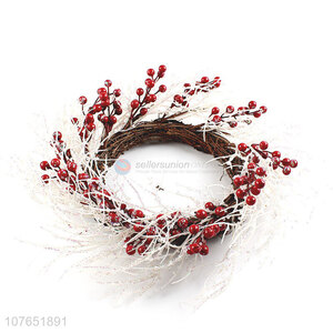 Design unique sparkling white branch red fruit wreath