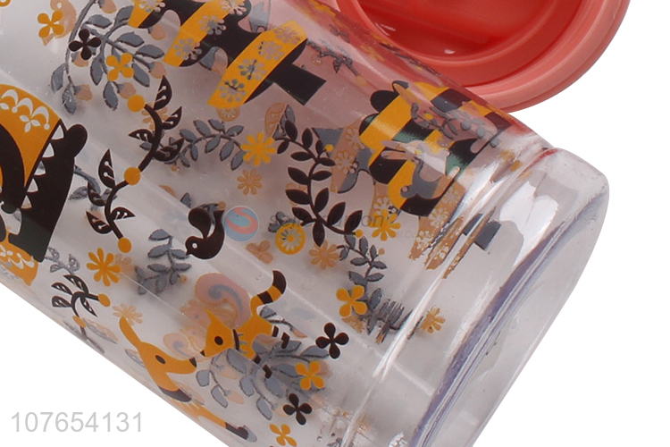 Hot selling fashionable printing drinking bottle water bottle with straw