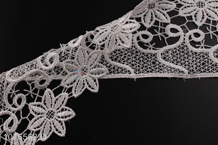 Latest design white flower satin ribbon lace for garment decoration