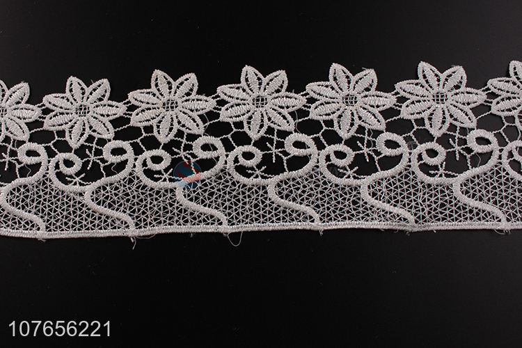 Latest design white flower satin ribbon lace for garment decoration