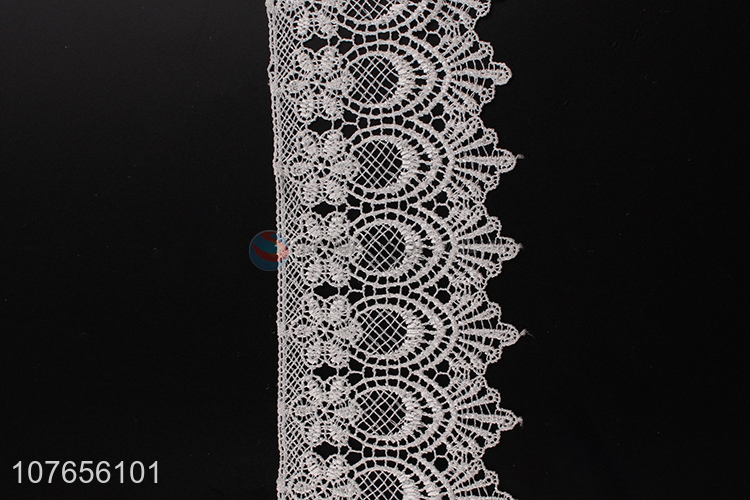 Good quality delicate white lace ribbon trim flower embroidery