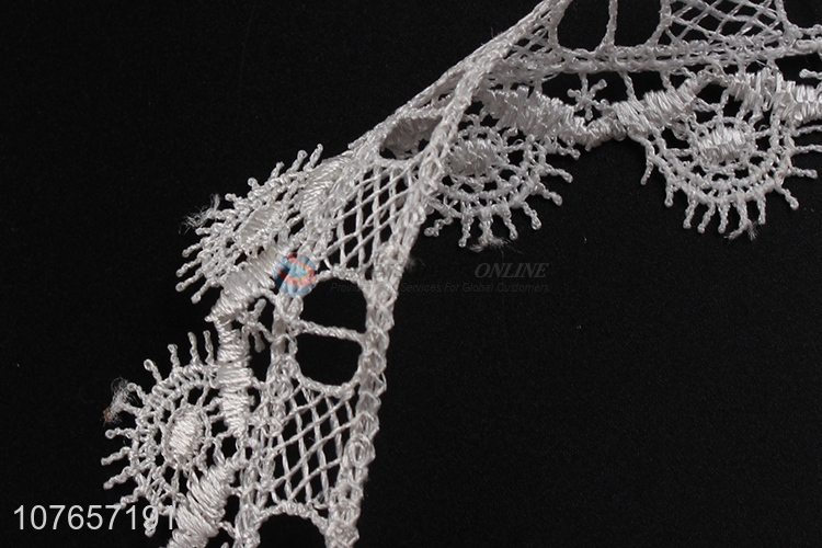 Wholesale garment embroidered lace trim white for dress