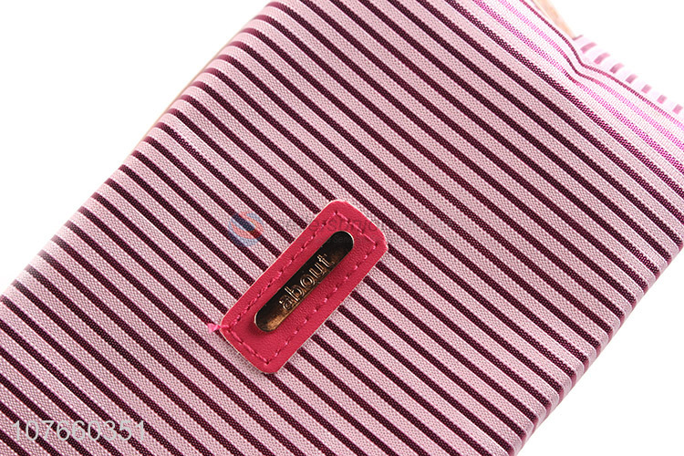 Excellent design pink stripe storage wash bag large volume cosmetic bag