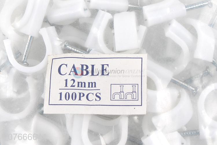 Wholesale white round electric wire cable clips with steel nail 