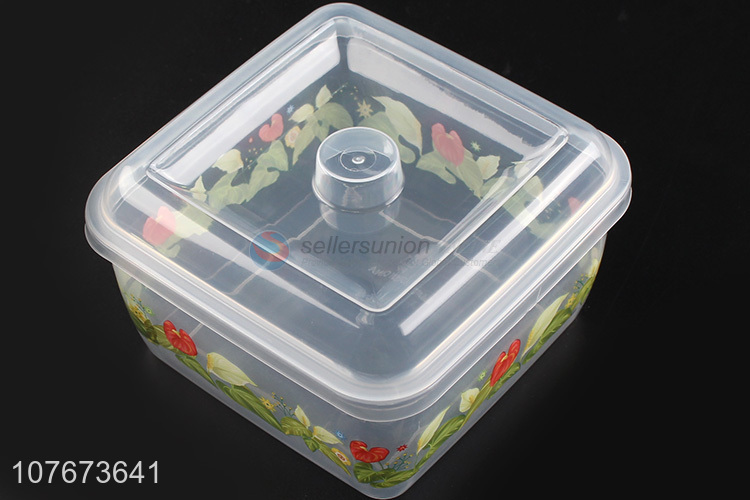 New Arrival 3 Pieces Square Plastic Preservation Box Kitchen Food Storage Box Set