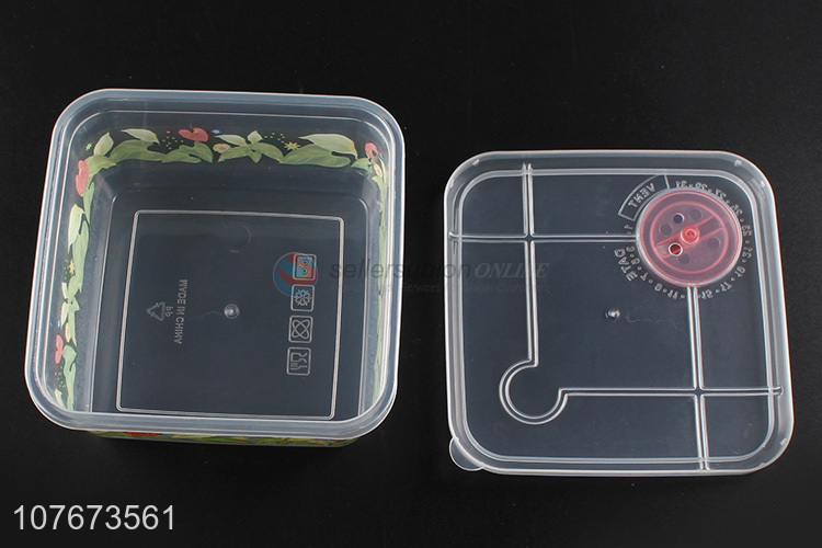Wholesale Flower Pattern 3 Pieces Plastic Square Preservation Box Set